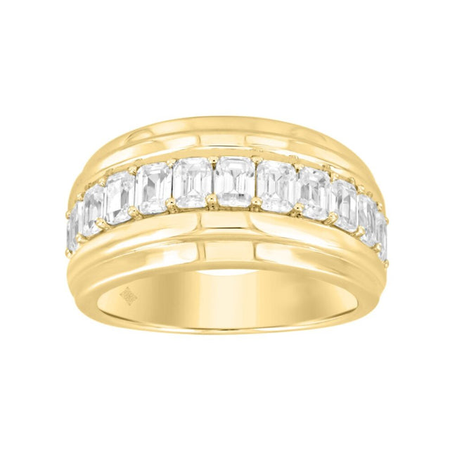 MEN’S BAND 3CT EMERALD DIAMOND 14K YELLOW GOLD