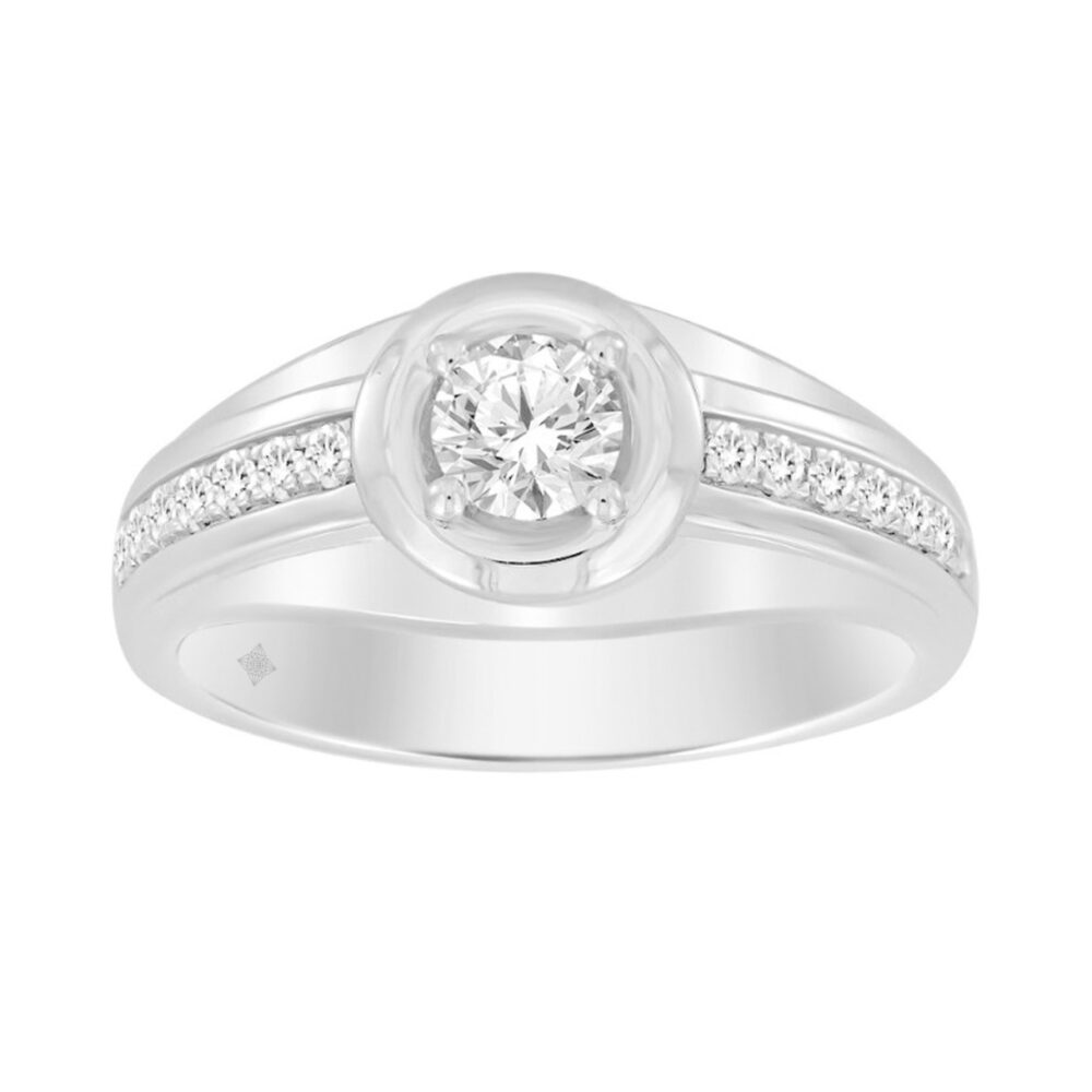14K WHITE GOLD 3/4CT ROUND DIAMOND MEN’S RING