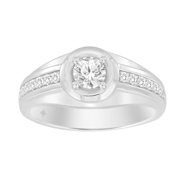 14K WHITE GOLD 3/4CT ROUND DIAMOND MEN’S RING