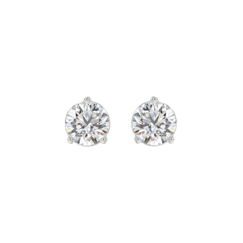 PENDIENTES SOLITARIOS PARA MUJER DE 2 1/2 QUILATES DE DIAMANTES REDONDOS EN ORO BLANCO DE 14K