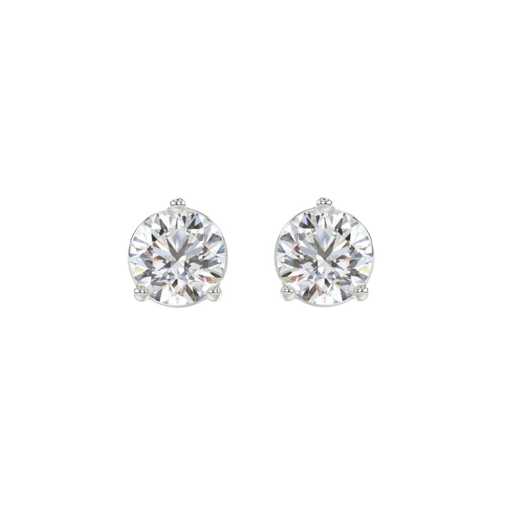 14K WHITE GOLD 3CT ROUND DIAMOND LADIES SOLITAIRE EARRINGS (CENTER STONE ROUND DIAMOND 1 1/2CT)