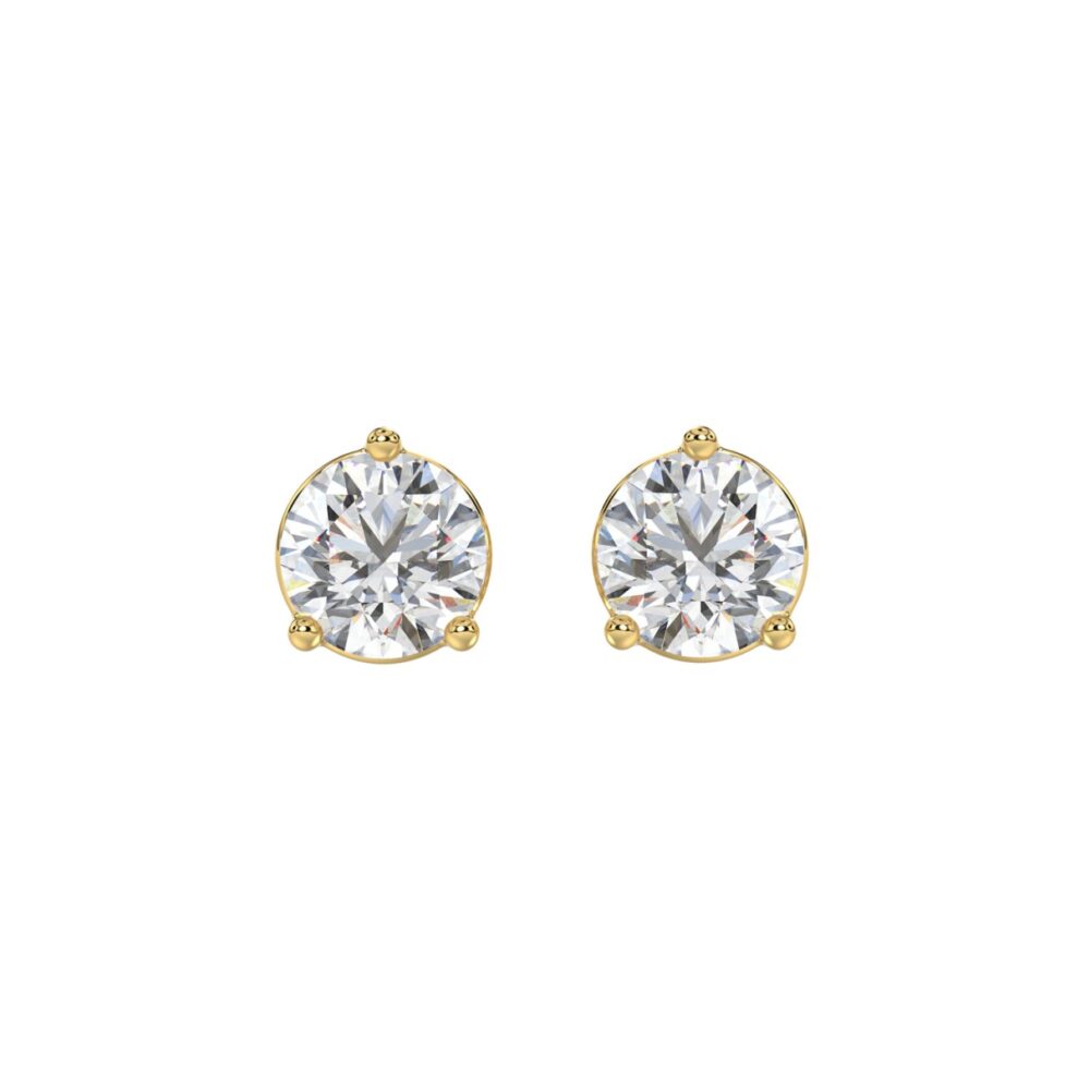 14K YELLOW GOLD 3CT ROUND DIAMOND LADIES SOLITAIRE EARRINGS (CENTER STONE ROUND DIAMOND 1 1/2CT)