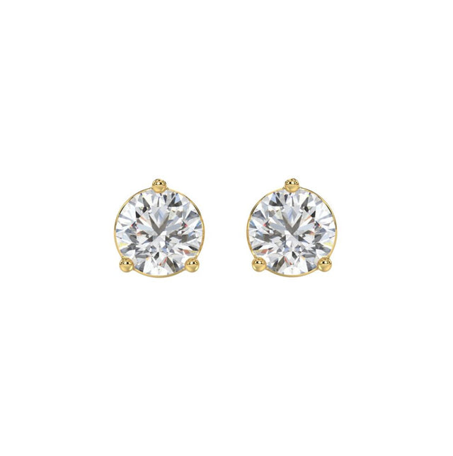 14K YELLOW GOLD 3CT ROUND DIAMOND LADIES SOLITAIRE EARRINGS (CENTER STONE ROUND DIAMOND 1 1/2CT)