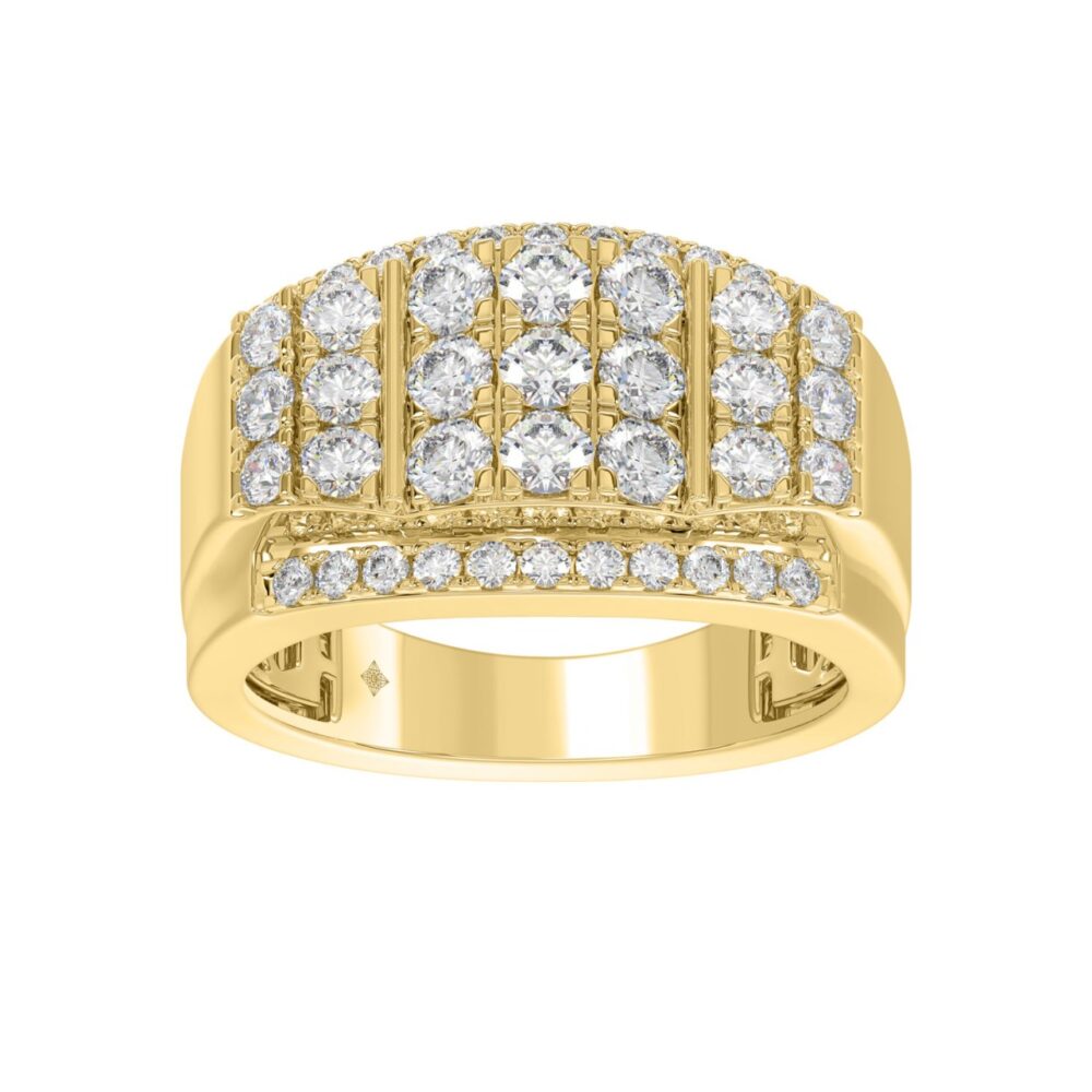 MEN’S RING 2.00CT ROUND DIAMOND 14K YELLOW GOLD