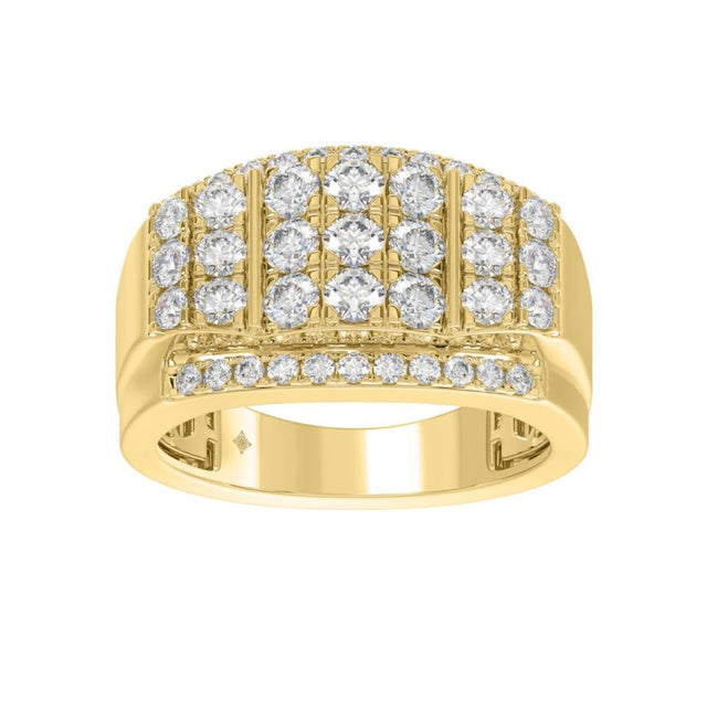 MEN’S RING 2.00CT ROUND DIAMOND 14K YELLOW GOLD