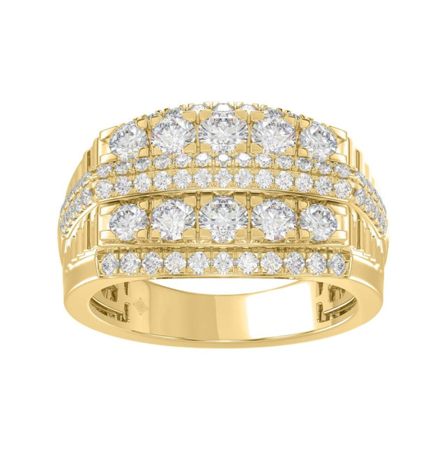 14K YELLOW GOLD 2.00CT ROUND DIAMOND MEN’S RING