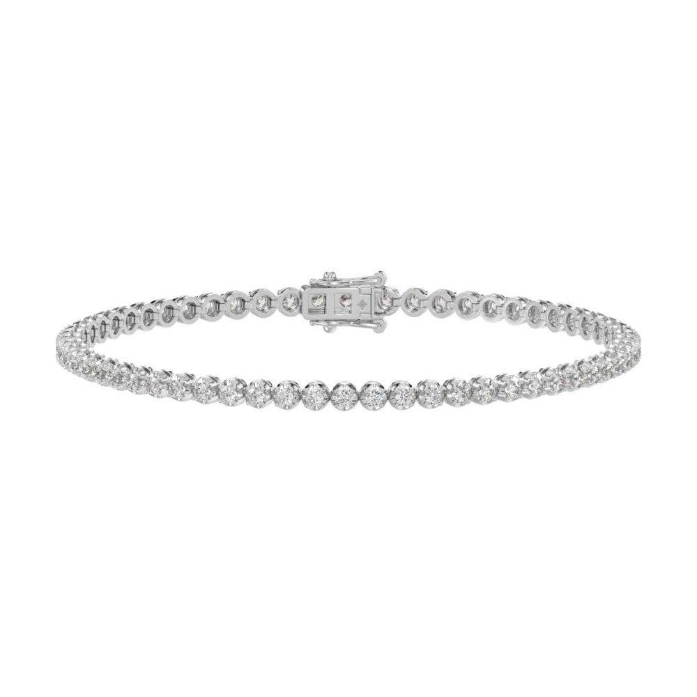 MEN’S BRACELET 2 1/2CT ROUND DIAMOND 14K WHITE GOLD