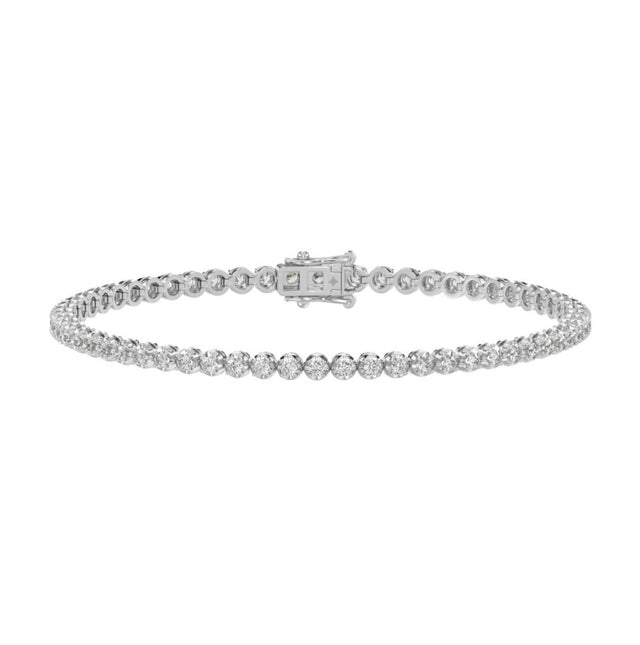 MEN’S BRACELET 2 1/2CT ROUND DIAMOND 14K WHITE GOLD