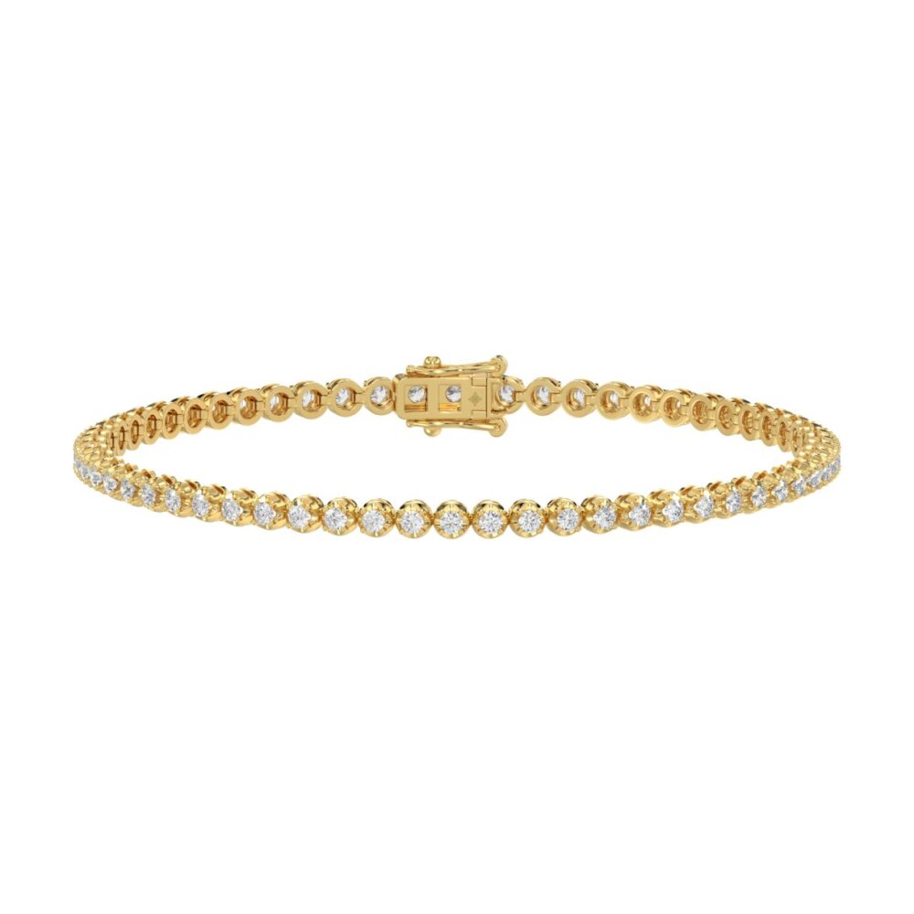 MENS BRACELET 2 1/2CT ROUND DIAMOND 14K YELLOW GOLD