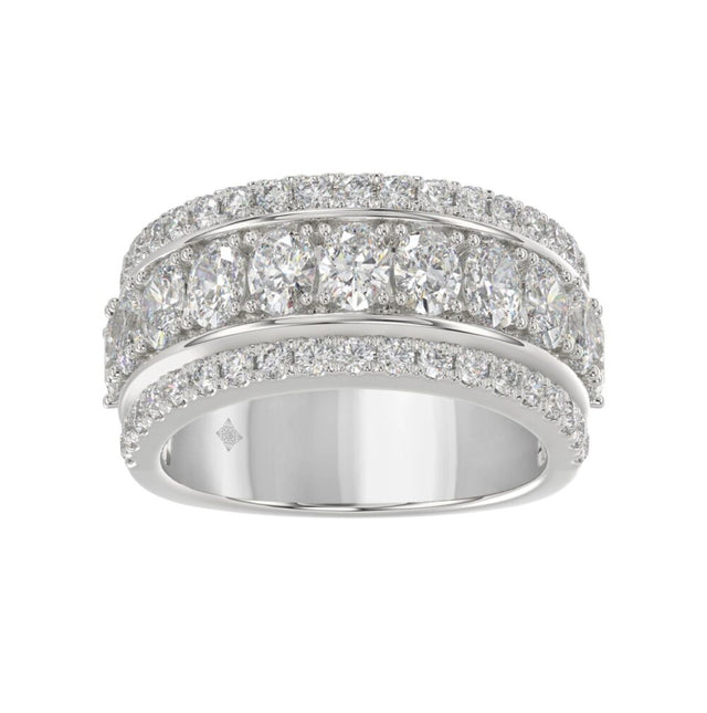 14K WHITE GOLD 2 1/4CT ROUND/OVAL DIAMOND LADIES BAND