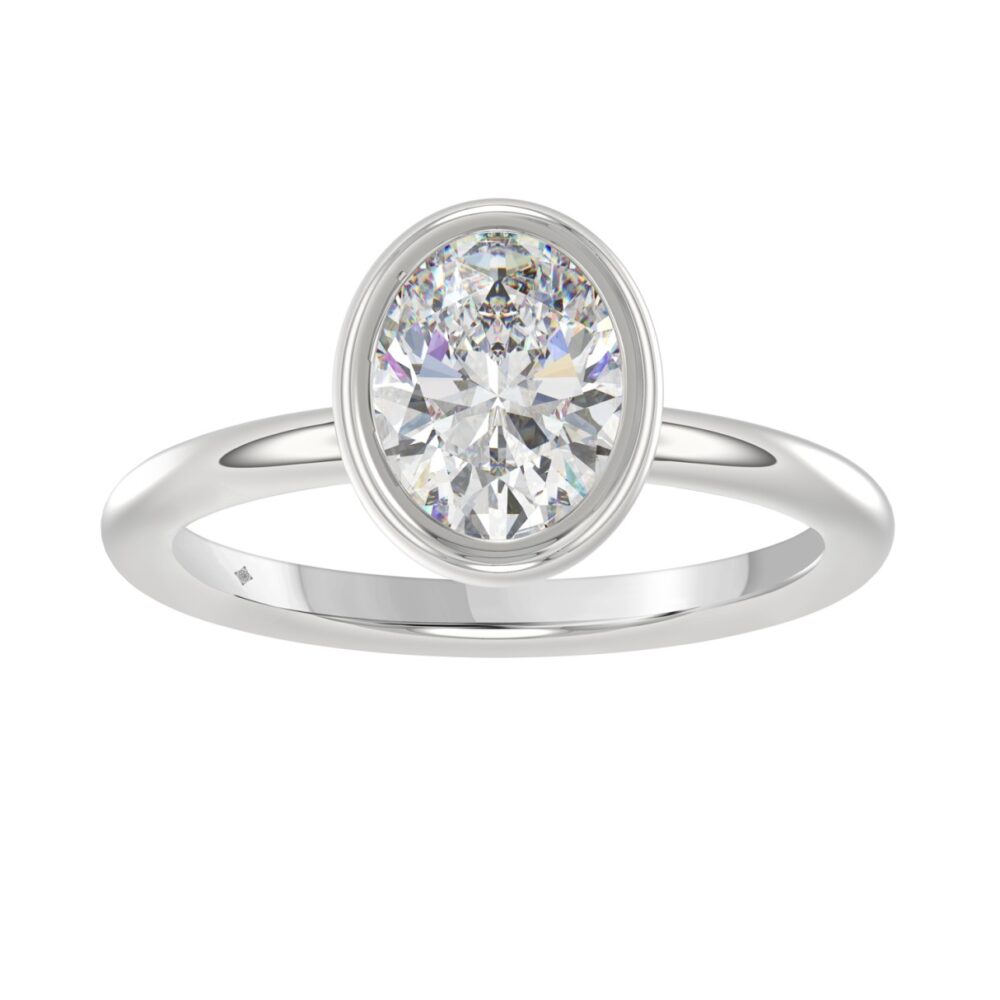 ANILLO DE SOLITARIO PARA MUJER CON DIAMANTE OVALADO DE 2 QUILATES EN ORO BLANCO DE 14K (DIAMANTE OVALADO CENTRAL DE 2 QUILATES)