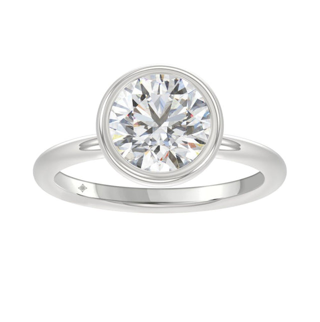 LADIES SOLITAIRE RING 3CT ROUND DIAMOND 14K WHITE GOLD (CENTER STONE ROUND DIAMOND 3CT )