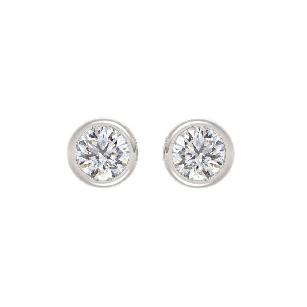 PENDIENTES SOLITARIOS PARA MUJER DE DIAMANTE REDONDO DE 3 QUILATES EN ORO BLANCO DE 14K