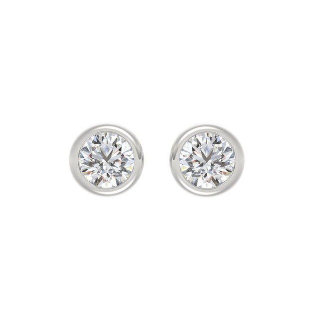 PENDIENTES SOLITARIOS PARA MUJER DE DIAMANTE REDONDO DE 3 QUILATES EN ORO BLANCO DE 14K