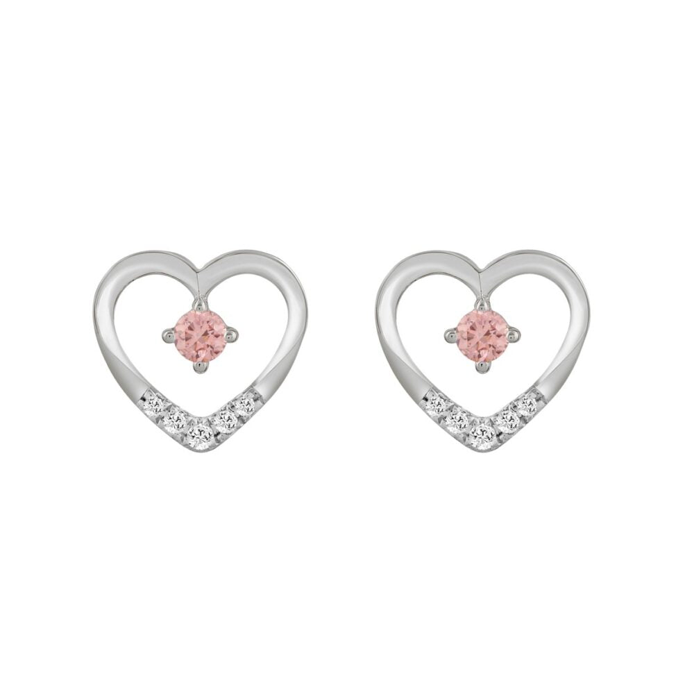 COLECCIÓN ETERNAL BLUSH PENDIENTES DE SEÑORA ORO BLANCO DE 14K CON DIAMANTE REDONDO DE 1/3 CT (DIAMANTE ROSA REDONDO CENTRAL DE 1/5 CT)