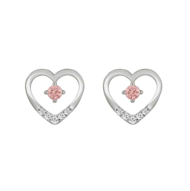 COLECCIÓN ETERNAL BLUSH PENDIENTES DE SEÑORA ORO BLANCO DE 14K CON DIAMANTE REDONDO DE 1/3 CT (DIAMANTE ROSA REDONDO CENTRAL DE 1/5 CT)