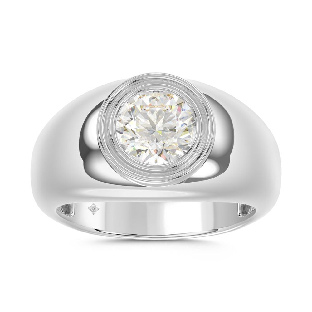 ANILLO DE HOMBRE CON DIAMANTE REDONDO DE 2 CT EN ORO BLANCO DE 14K (DIAMANTE CENTRAL REDONDO DE 2 CT)