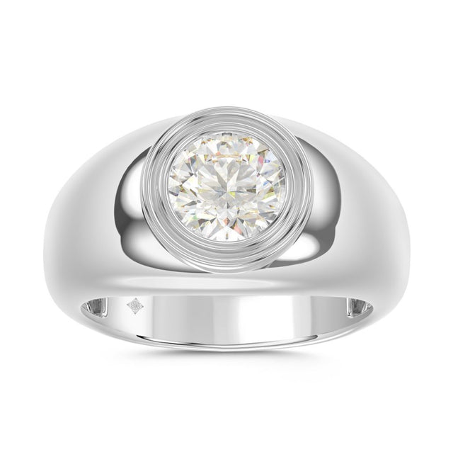 MEN’S RING 2CT ROUND DIAMOND 14K WHITE GOLD (CENTER STONE ROUND DIAMOND 2CT )