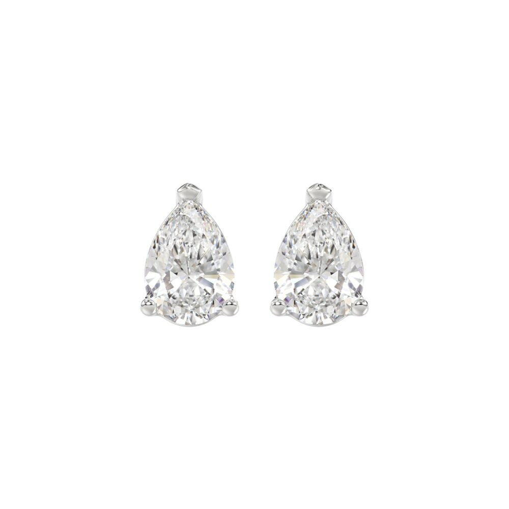 PENDIENTES SOLITARIO DE MUJER DIAMANTE DE PERA DE 2 1/2CT ORO BLANCO DE 14K