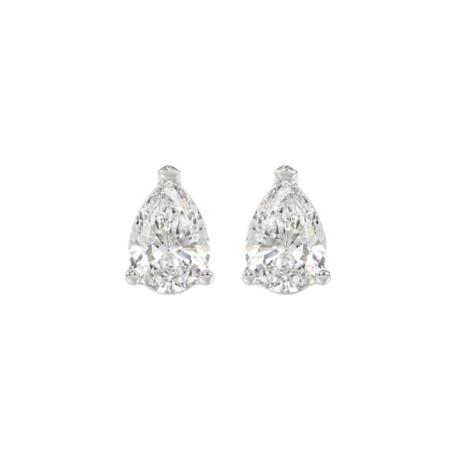 LADIES SOLITAIRE EARRINGS 2 1/2CT PEAR DIAMOND 14K WHITE GOLD