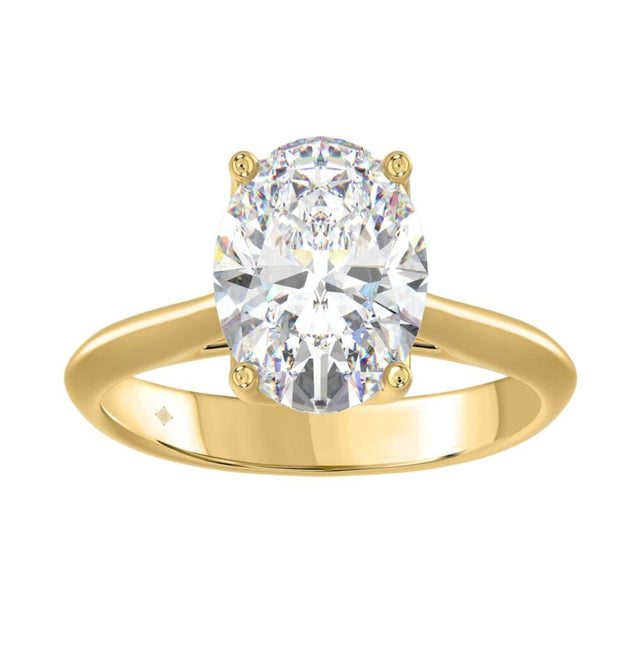 LADIES SOLITAIRE RING 4CT OVAL DIAMOND 14K YELLOW GOLD