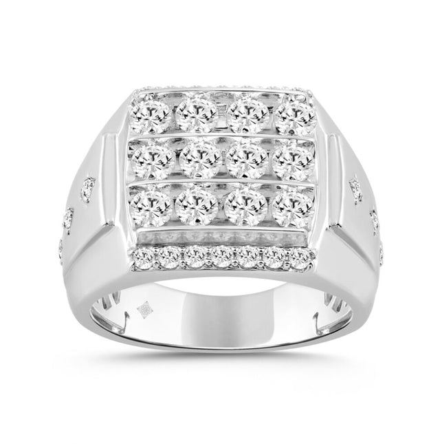 10K WHITE GOLD 2.00CT ROUND DIAMOND MEN’S RING