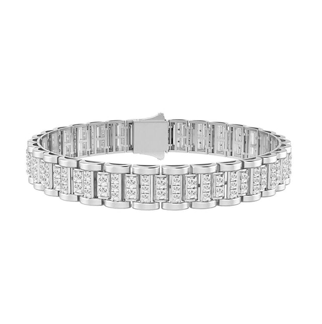 10K WHITE GOLD 5.00CT ROUND DIAMOND MEN’S BRACELET
