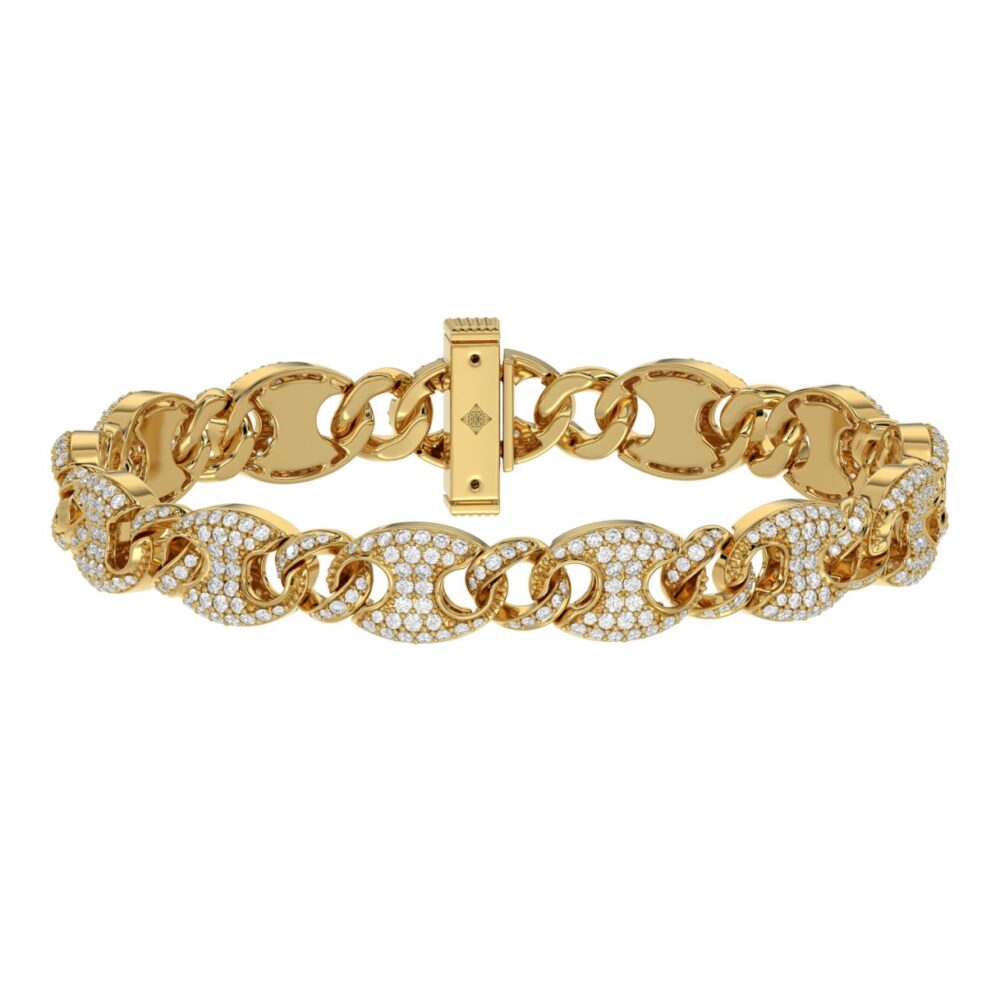 10K YELLOW GOLD 3 1/2CT ROUND DIAMOND MEN’S BRACELET