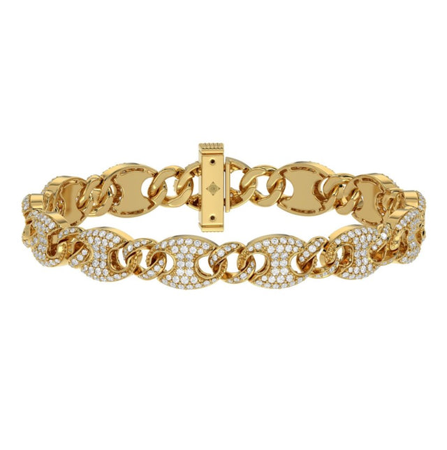 10K YELLOW GOLD 3 1/2CT ROUND DIAMOND MEN’S BRACELET