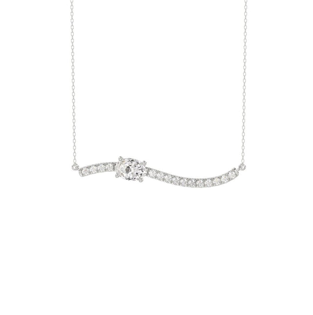 COLLAR DE ORO BLANCO DE 14K CON DIAMANTES REDONDOS/OVALADOS DE 3/4 CT PARA MUJER