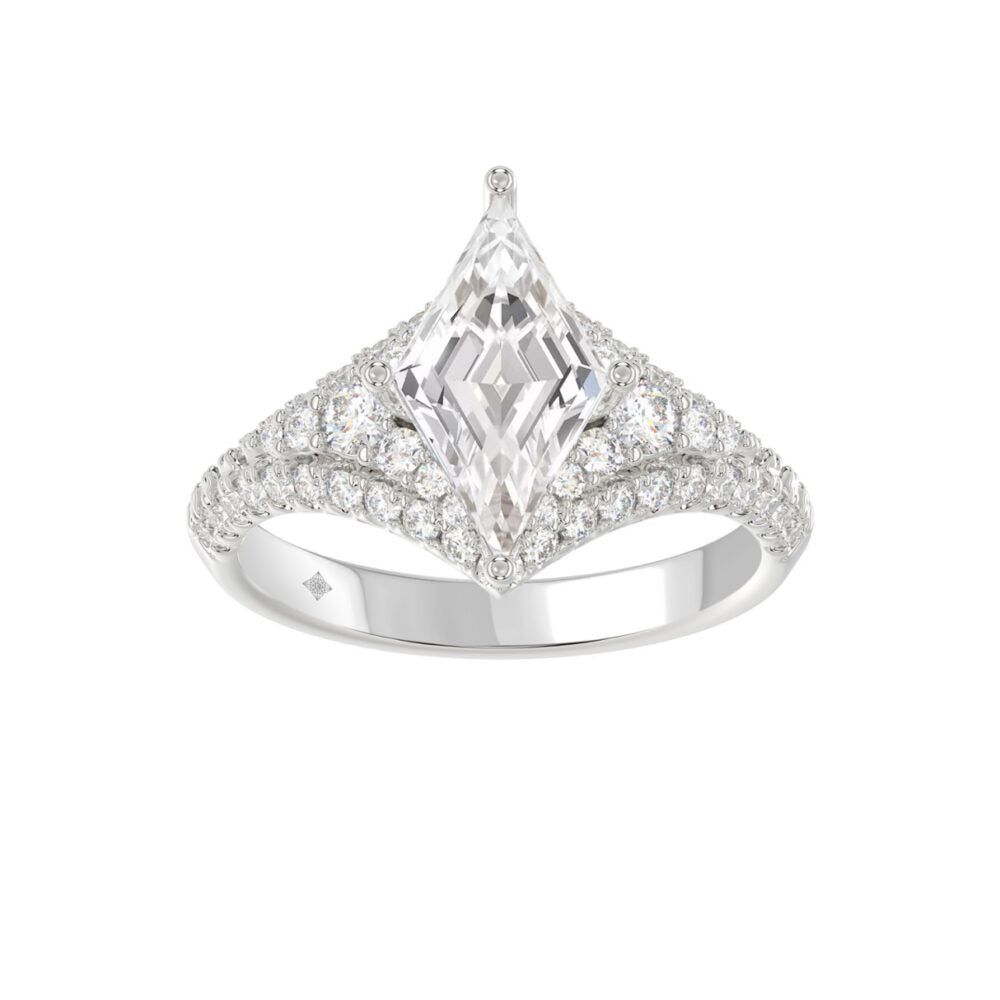 ANILLO DE SEÑORA DE ORO BLANCO DE 14K CON DIAMANTES REDONDOS/PRINCESA DE 3 3/4 QUILATES