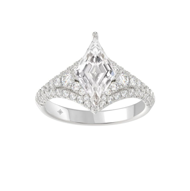 ANILLO DE SEÑORA DE ORO BLANCO DE 14K CON DIAMANTES REDONDOS/PRINCESA DE 3 3/4 QUILATES