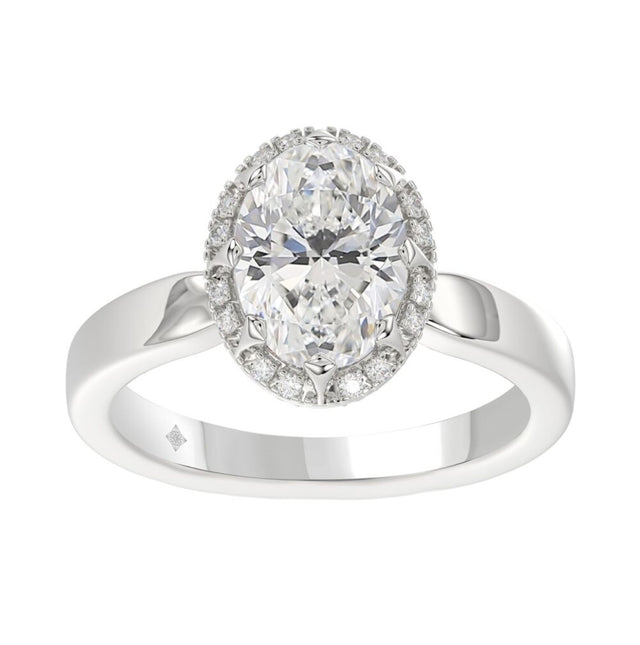 14K WHITE GOLD 2 1/4CT ROUND/OVAL DIAMOND LADIES RING