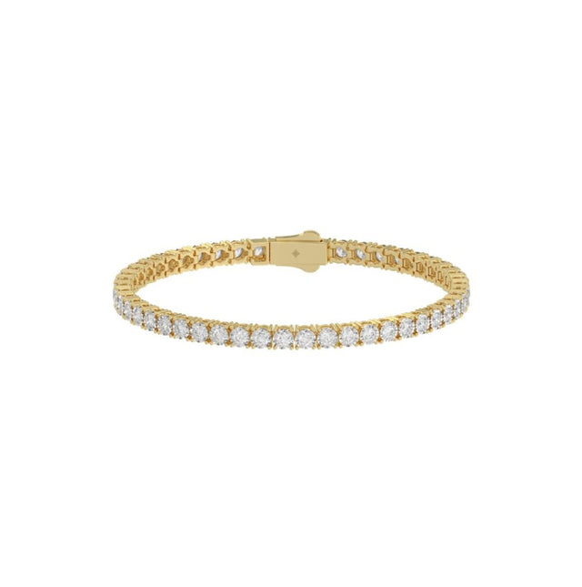 14K YELLOW GOLD 5.00CT ROUND DIAMOND MEN’S TENNIS BRACELET