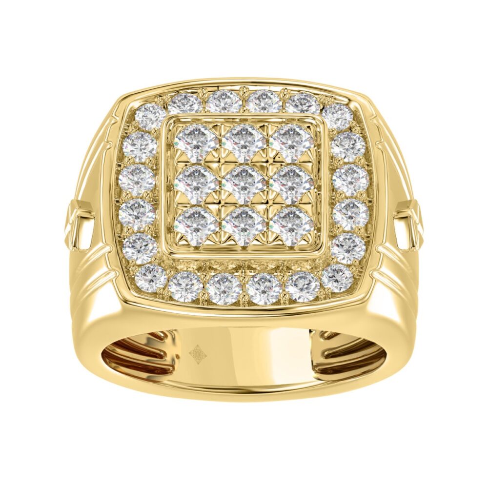 10K YELLOW GOLD 2.00CT ROUND DIAMOND MEN’S RING