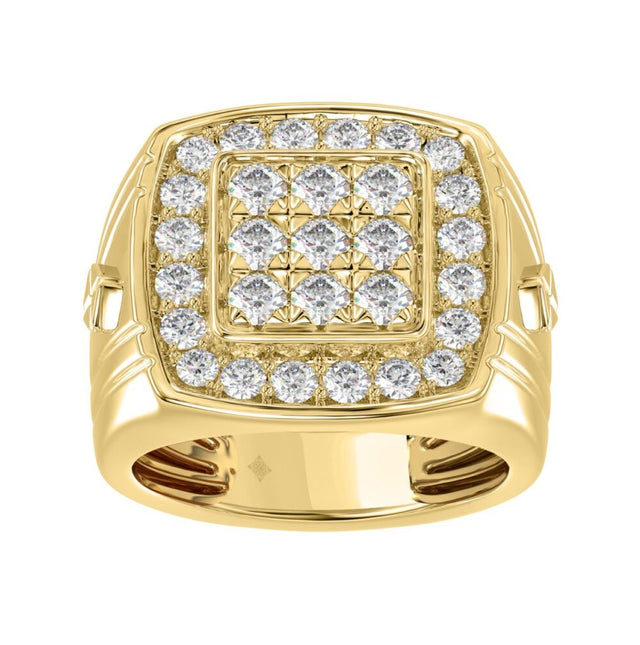 10K YELLOW GOLD 2.00CT ROUND DIAMOND MEN’S RING