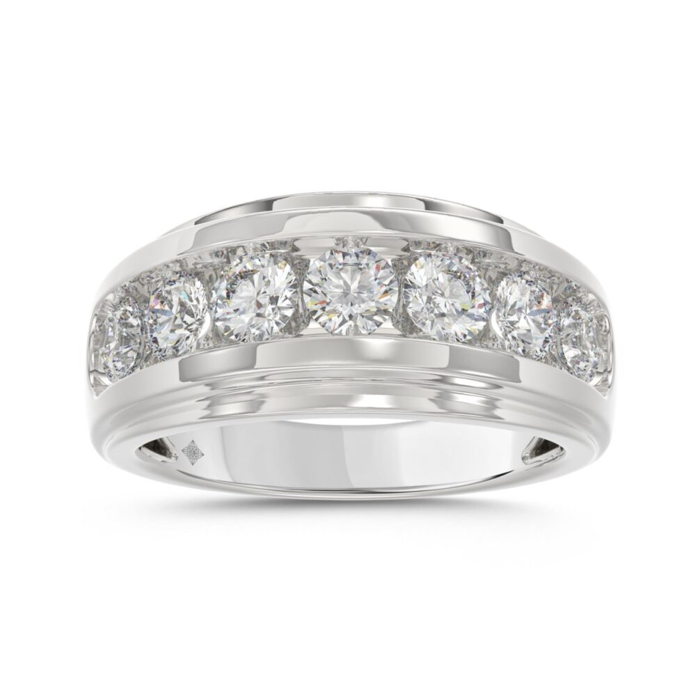 14K WHITE GOLD 2.00CT ROUND DIAMOND MEN’S BAND
