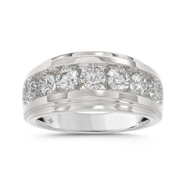 14K WHITE GOLD 2.00CT ROUND DIAMOND MEN’S BAND
