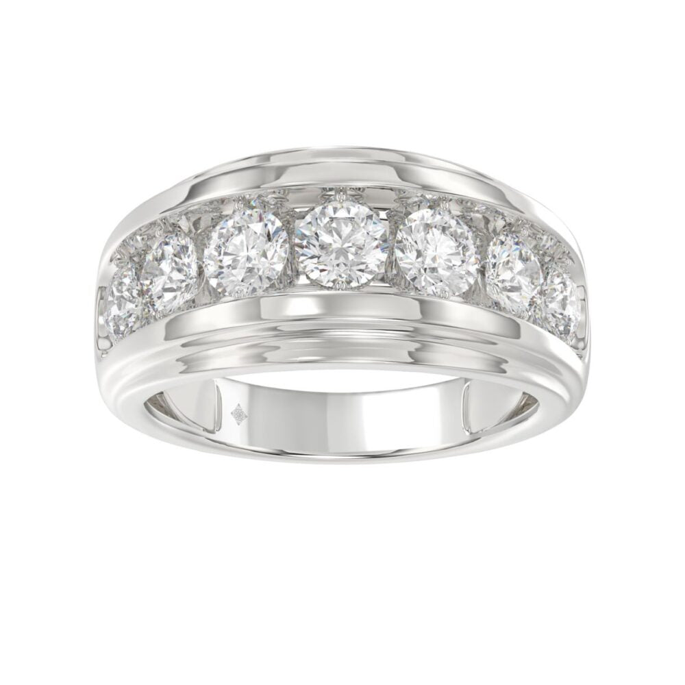 14K WHITE GOLD 3.00CT ROUND DIAMOND MEN’S BAND