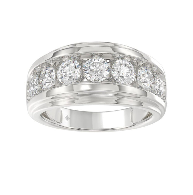 14K WHITE GOLD 3.00CT ROUND DIAMOND MEN’S BAND