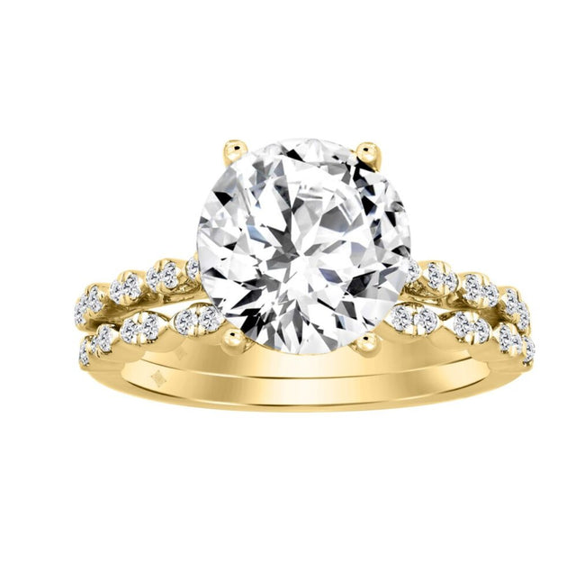 14K YELLOW GOLD 3 1/3CT ROUND DIAMOND LADIES BRIDAL SET (CENTER STONE ROUND DIAMOND 3CT)