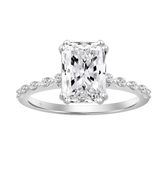 14K WHITE GOLD 3.00CT ROUND/RADIANT DIAMOND LADIES RING (CENTER STONE RADIANT DIAMOND 3CT)
