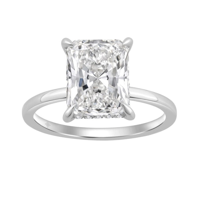 14K WHITE GOLD 3 1/8CT ROUND/RADIANT DIAMOND LADIES RING (CENTER STONE RADIANT DIAMOND 3.00CT)