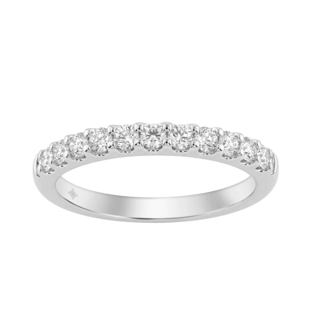14K White Gold 1/2Ct Men’s Round Cut Lab Grown Diamond Fashion Band
