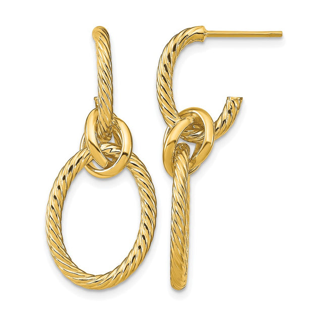Leslie’s 14K Polished Textured Post Dangle Earrings