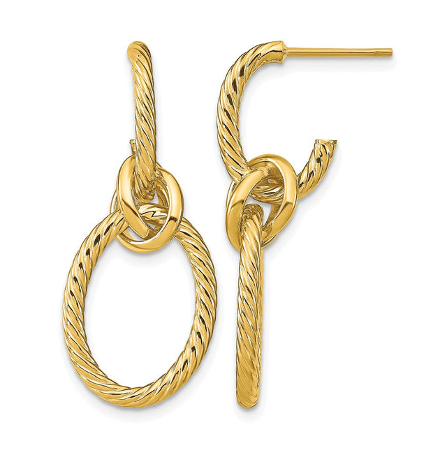 Leslie’s 14K Polished Textured Post Dangle Earrings