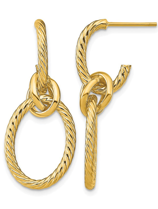 Leslie’s 14K Polished Textured Post Dangle Earrings