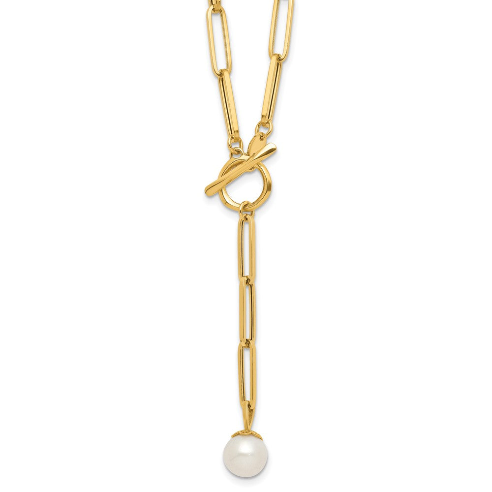 Leslie’s 14K Polished Freshwater Cultured Pearl Fancy Link Toggle Necklace