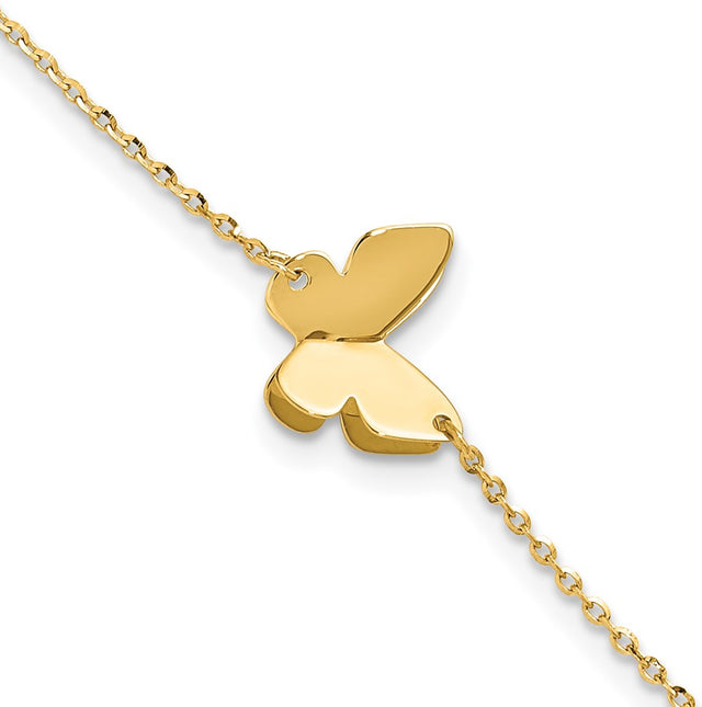 Leslie’s 14K Polished Butterfly Charm with 1in ext. Bracelet
