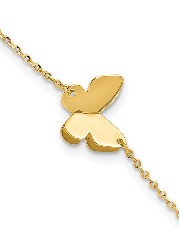 Leslie’s 14K Polished Butterfly Charm with 1in ext. Bracelet